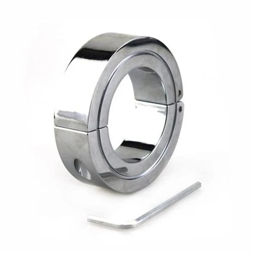 0434M Weighted Locking Hinged Stainless Steel Cock Ring - Image 5