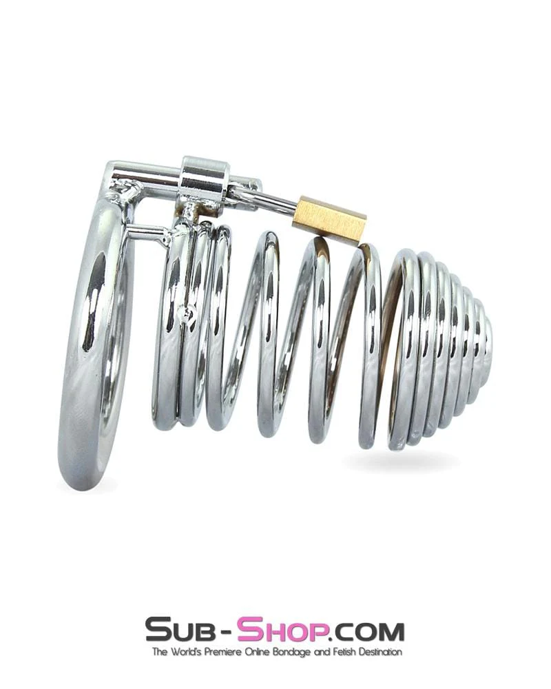 7890M Wind Him Up Tease and Torment Locking Steel Cock Cage - Image 2