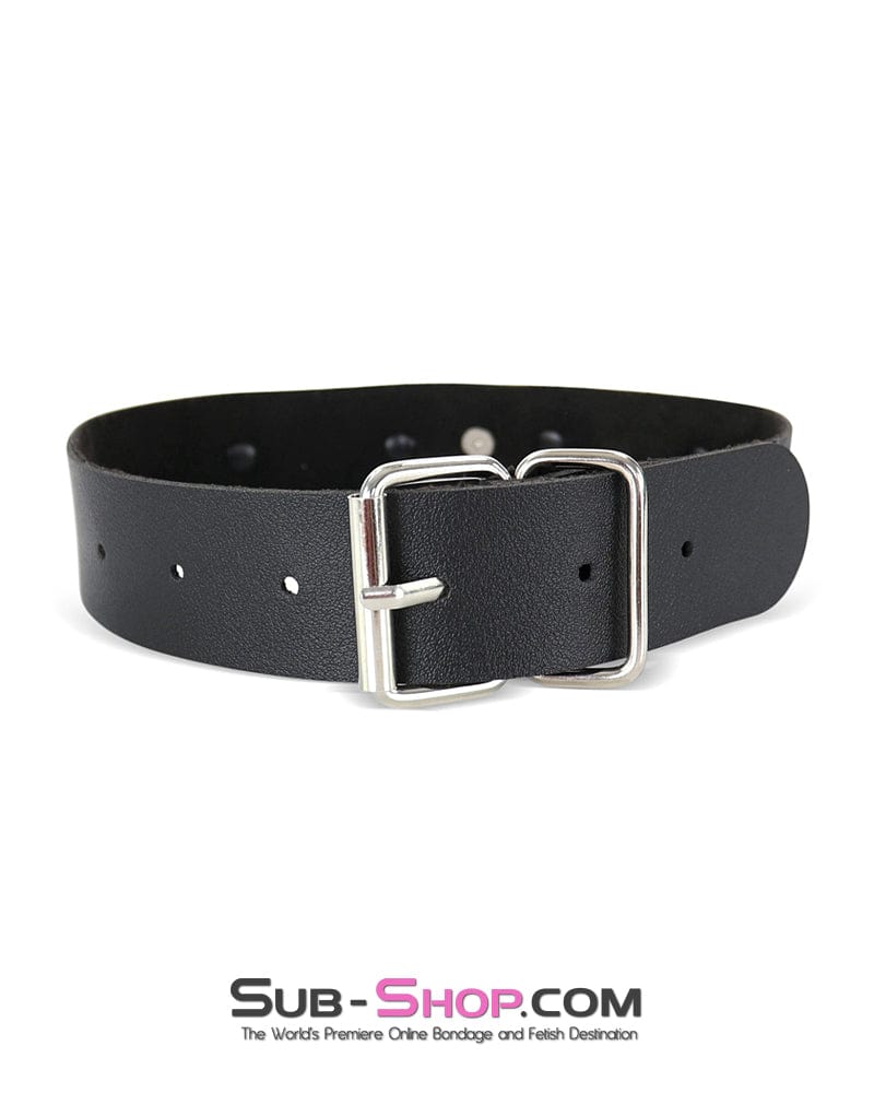 1635DL      YES SIR Black Slave Collar with Ring Post Hardware - Image 7